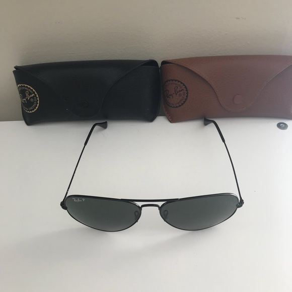 Polarized Black ray ban aviator sunglasses - Picture 2 of 6